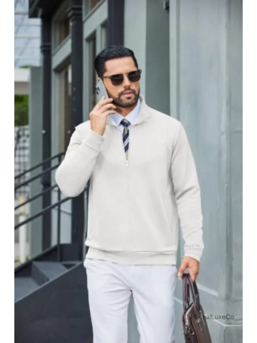 Men's Full Zip Sweatshirt Lightweight Mock Neck Casual Jacket